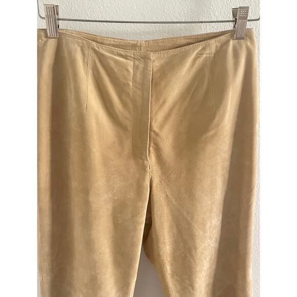 Yvonne Marie Suede Pants Size 4 Sand Beige Genuine Leather Western Slim Straight - Picture 3 of 8